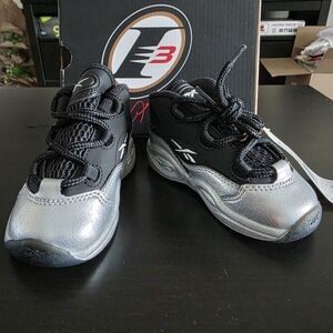Reebok Question Mid Iverson I3 Basketball Shoes - Black and Silver - Infant Sz 6